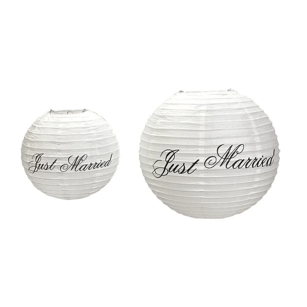 Set of 6 Just Married White Paper Lanterns Wedding Reception Party‎ Decorations